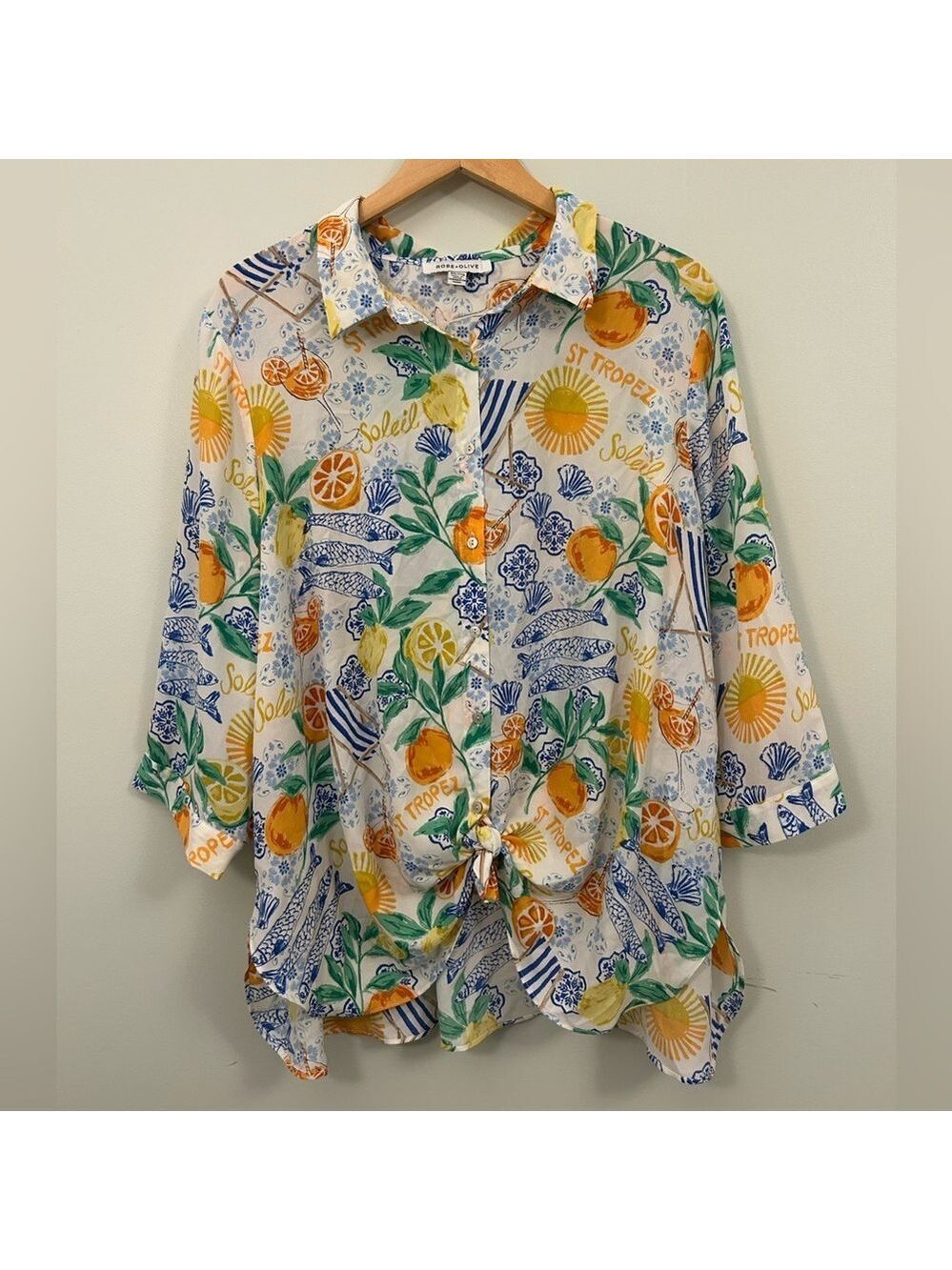 Rose + Olive St Tropez Citrus Blouse 2X Lightweight